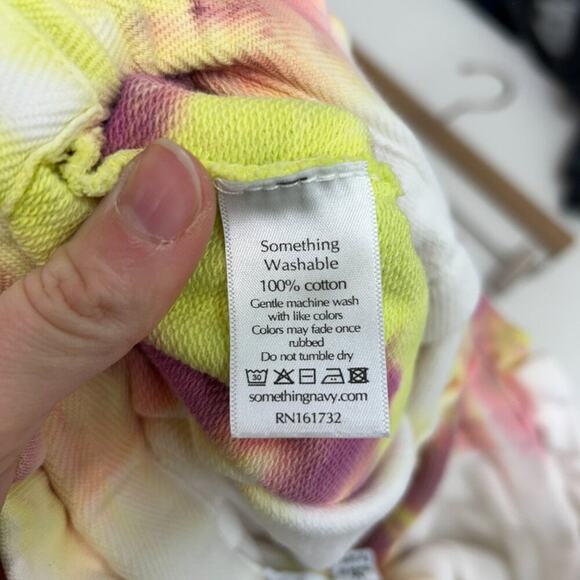 Something Navy Colorful Tie Dye Drawstring Cotton Sweats Sweat Pants Medium - Picture 7 of 7